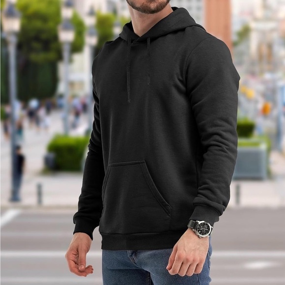 Other - Men’s Thin lite-weight Fitness Hoodie (black) w/Front Pouch L